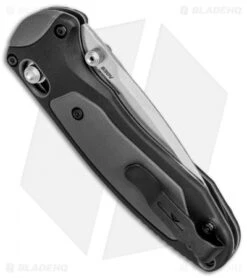 Benchmade 595S Mini Boost AXIS-Assist Knife Black/Gray (3.11" Satin Serr) 4 Benchmade 595S Mini Boost AXIS-Assist Knife Black/Gray (3.11" Satin Serr) -Benchmade Store Benchmade 595S Mini Boost AXIS Assist Black Gray Satin Serr BHQ 78912 jr side