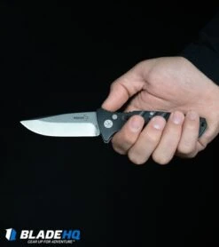 Boker Plus Strike Tanto Automatic Coyote Brown (3.25" Black SW Serr) 01BO425N -Benchmade Store Boker Plus Strike Drop Point Automatic Knife Stonewash 01BO400N BHQ 32040 kp in hand web 1