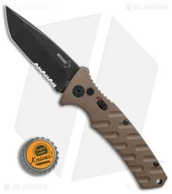 Boker Plus Strike Tanto Automatic Coyote Brown (3.25" Black SW Serr) 01BO425N -Benchmade Store Boker Plus Strike Tanto Coyote Brown black sw serr BHQ 67885 er bottlecap
