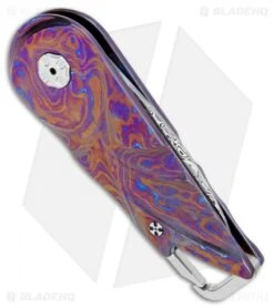 Brian Tighe Custom Tighe Nee Automatic Knife Timascus (1.9" Damasteel) 4 Brian Tighe Custom Tighe Nee Automatic Knife Timascus (1.9" Damasteel) -Benchmade Store Brian Tighe Custom Tighe Nee Auto Timascus Damasteel BHQ 77981 jr side