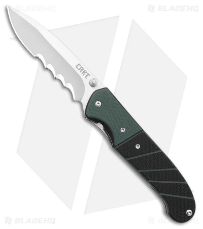CRKT Ignitor Spring Assisted Knife Black & Green G-10 (3.38" Satin Serr) 6855 CRKT Ignitor Spring Assisted Knife Black & Green G-10 (3.38" Satin Serr) 6855 -Benchmade Store CRKT Ignitor SA Black and Green G 10 Satin Serr BHQ 4147 jr