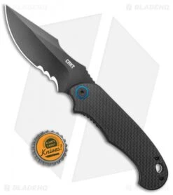 CRKT PSD Liner Lock Spring Assisted Knife Black G-10 / CF (3.6" Black Serr) -Benchmade Store CRKT PSD CF G 10 Base LL DP Black BHQ 138951 jr bottlecap