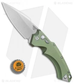 Hogue Knives EX-A05 Spear Point Automatic Knife OD Green (4" Stonewash) 34511 -Benchmade Store Hogue Auto OD Green Spear Point Plain BHQ 80666 er bottlecap