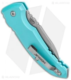 Hogue Knives A01 Microswitch Wharncliffe Automatic Knife Aqua (2.6" SW) 24103 -Benchmade Store Hogue Knives A01 Microswitch Wharncliffe Auto Aqua SW 24103 BHQ 92702 jr side