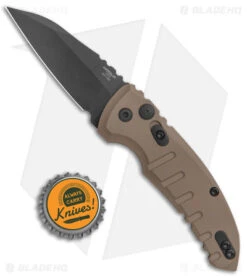 Hogue Knives A01 Microswitch Wharncliffe Automatic Knife FDE (2.6" Black) -Benchmade Store Hogue Knives A01 Microswitch Wharncliffe Auto FDE Black BHQ 78915 jr bottlecap