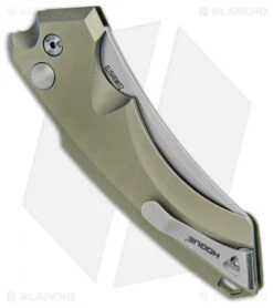 Hogue Knives EX-A05 Wharncliffe Automatic Knife OD Green (4" Stonewash) 34501 -Benchmade Store Hogue Knives EX A05 Wharncliffe 4in Auto OD Green SW 34501 BHQ 100445 jr side