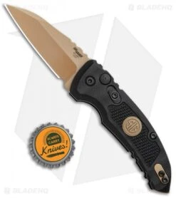 Hogue Sig Sauer A01 Microswitch Automatic Knife Wharncliffe (2.6" FDE) -Benchmade Store Hogue Sig Sauer A01 Microswitch Auto Wharncliffe FDE 16100 BHQ 102933 jr bottlecap