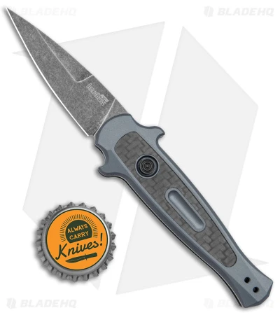 Kershaw Launch 12 Mini Stiletto Automatic Knife Gray/CF (2.5" Black Stonewash) Kershaw Launch 12 Mini Stiletto Automatic Knife Gray/CF (2.5" Black Stonewash) -Benchmade Store Kershaw 12 Launch 12 Mini Stiletto Auto Gray CF Black SW BHQ 147367 jr bottlecap