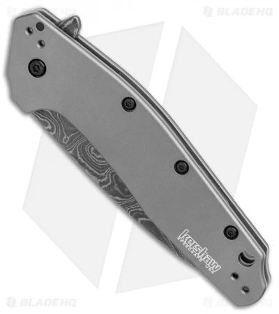 Kershaw Dividend Assisted Opening Knife Gray Aluminum (3" Damascus) 1812GRYDAM Kershaw Dividend Assisted Opening Knife Gray Aluminum (3" Damascus) 1812GRYDAM -Benchmade Store Kershaw Dividend Gray Damascus BHQ 74790 er spine