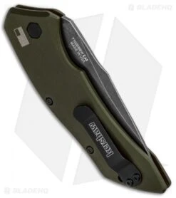Kershaw Launch 1 Automatic Knife Olive Green Aluminum (3.4" BlackWash) 7100OLBW 4 Kershaw Launch 1 Automatic Knife Olive Green Aluminum (3.4" BlackWash) 7100OLBW -Benchmade Store Kershaw Launch 1 Automatic Olive Green Aluminum BlackWash 7100OLBW BHQ 91250 jr side