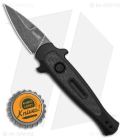 Kershaw Launch 12 CA Legal Mini Stiletto Automatic Knife Black/CF (1.9"Black SW) -Benchmade Store Kershaw Launch 12 CA Legal mini Stiletto Automatic Knife Black CF 1in Black SW BHQ 145122 td size