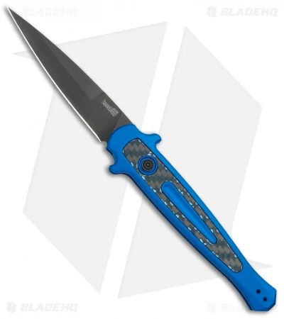 Kershaw Launch 8 Stiletto Automatic Knife Blue/CF (3.5" Stonewash) Kershaw Launch 8 Stiletto Automatic Knife Blue/CF (3.5" Stonewash) -Benchmade Store Kershaw Launch 8 Stiletto Auto Blue CF Black BHQ 111460 jr