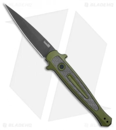 Kershaw Launch 8 Stiletto Automatic Knife Green/CF (3.5" Black) Kershaw Launch 8 Stiletto Automatic Knife Green/CF (3.5" Black) -Benchmade Store Kershaw Launch 8 Stiletto Auto Green CF Black KER7150OLBLK BHQ 109602 jr