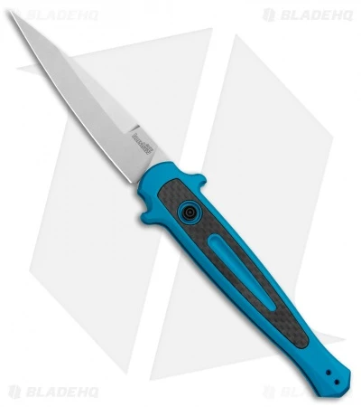 Kershaw Launch 8 Stiletto Automatic Knife Teal/CF (3.5" Stonewash) Kershaw Launch 8 Stiletto Automatic Knife Teal/CF (3.5" Stonewash) -Benchmade Store Kershaw Launch 8 Stiletto Auto Teal CF SW KER7150TEALSW BHQ 105834 jr