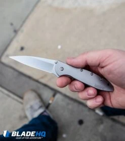 Kershaw Leek Assisted Opening Knife Titanium (3" Satin) 1660TIZDP -Benchmade Store Kershaw Leek Assisted Opening Knife Bead Blast 1660 BHQ 0143 kp lifestyle web