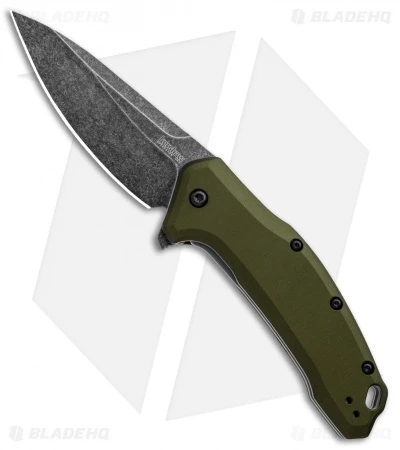 Kershaw Link Drop Point Knife OD Green Aluminum (3.25" BlackWash) Kershaw Link Drop Point Knife OD Green Aluminum (3.25" BlackWash) -Benchmade Store Kershaw Link DP OD Green Aluminum BlackWash 1776OLBW BHQ 92312 jr