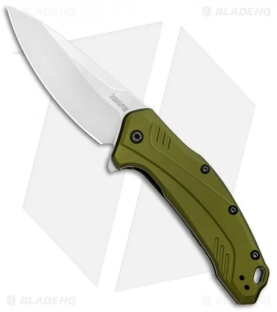Kershaw Link 20CV Drop Point Knife Olive Al (3.25" Stonewash) 1776OLSW Kershaw Link 20CV Drop Point Knife Olive Al (3.25" Stonewash) 1776OLSW -Benchmade Store Kershaw Link DP Olive Aluminum SW 1776OLSW BHQ 105987 jr 3