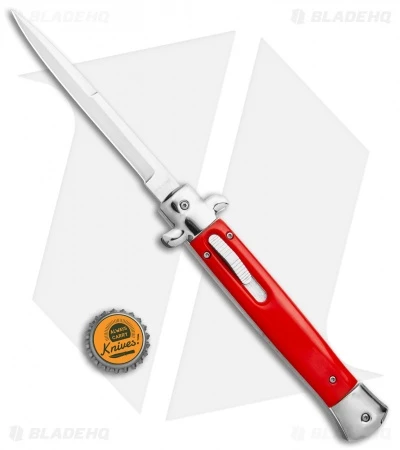 Mago 11" Italian Stiletto OTF Automatic Knife Red/Polished (Satin Bayonet) Mago 11" Italian Stiletto OTF Automatic Knife Red/Polished (Satin Bayonet) -Benchmade Store Mago 11in Red Bayo Italian Stiletto OTF Auto Satin Silver Boster GX 36174 jr bottlecap