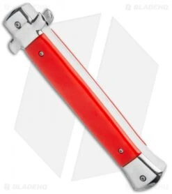 Mago 11" Italian Stiletto OTF Automatic Knife Red/Polished (Satin Bayonet) 4 Mago 11" Italian Stiletto OTF Automatic Knife Red/Polished (Satin Bayonet) -Benchmade Store Mago 11in Red Bayo Italian Stiletto OTF Auto Satin Silver Boster GX 36174 jr side