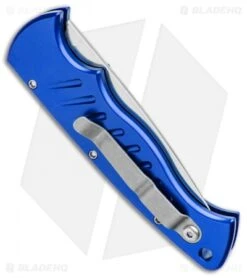 Piranha Blue P-1 Pocket Automatic Knife (3.2" Mirror Serr) -Benchmade Store Piranha P 1 Pocket Auto Blue Mirror Serr BHQ 0016 jr side