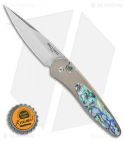 Pro-Tech Custom Newport Automatic Knife Abalone (3" Satin) -Benchmade Store Pro Tech Custom Newport Automatic Knife Abalone 3 Satin BHQ 96689 LS Bottlecap