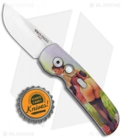 Pro-Tech Calmigo Custom CA Legal Automatic Knife Cheek Burlesque (1.9" Satin) -Benchmade Store Protech Calmigo Custom CA Legal Auto Cheek Burlesque Satin BHQ 99564 jr bottlecap