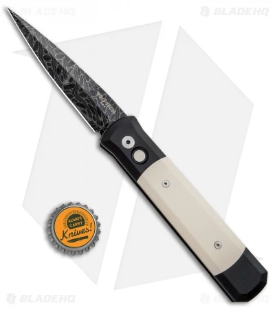 Pro-Tech Custom Godfather Automatic Knife w/ Ivory Micarta (4" Damascus) 951-DM Pro-Tech Custom Godfather Automatic Knife W/ Ivory Micarta (4" Damascus) 951-DM -Benchmade Store Protech Custom Godfather Auto Ivory Micarta Damascus BHQ 4609 jr bottlecap