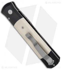 Pro-Tech Custom Godfather Automatic Knife W/ Ivory Micarta (4" Damascus) 951-DM 4 Pro-Tech Custom Godfather Automatic Knife W/ Ivory Micarta (4" Damascus) 951-DM -Benchmade Store Protech Custom Godfather Auto Ivory Micarta Damascus BHQ 4609 jr side