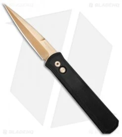 Pro-Tech Godfather Automatic Knife Solid Black (4" Copper Rose) 921 CR