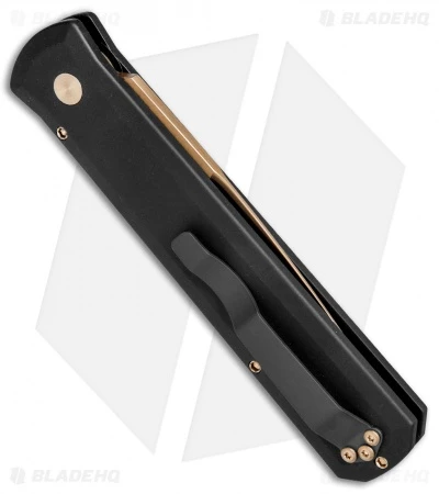 Pro-Tech Godfather Automatic Knife Solid Black (4" Copper Rose) 921 CR Pro-Tech Godfather Automatic Knife Solid Black (4" Copper Rose) 921 CR -Benchmade Store Protech Godfather Auto Solid Black Copper Rose 921 CR BHQ 77541 jr side