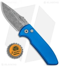 Pro-Tech Les George SBR Automatic Knife Blue Aluminum (2.6" Acid Wash) -Benchmade Store Protech Les George SBR Auto Blue Alum Acid Wash LG411 BLUE BHQ 97049 jr bottlecap
