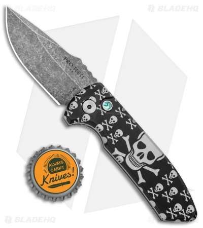 Pro-Tech SBR PK #4 Custom Anodized Automatic Knife Jolly Roger (2.6" Acid Wash) Pro-Tech SBR PK #4 Custom Anodized Automatic Knife Jolly Roger (2.6" Acid Wash) -Benchmade Store Protech SBR PK 4 Custom Anodized Auto SW BHQ 99338 jr bottlecap