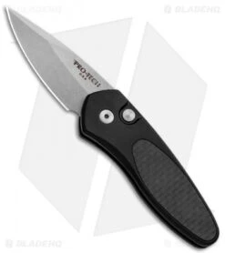 Protech Sprint Automatic Knife Black W/ Carbon Fiber (1.95" Stonewash) 2915
