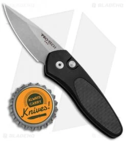 Protech Sprint Automatic Knife Black W/ Carbon Fiber (1.95" Stonewash) 2915 -Benchmade Store Protech Sprint Auto Black CF SW 2915 BHQ 12207 jr bottlecap