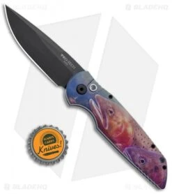 Pro-Tech TR-3 Automatic Knife Custom PK Anodized "Trout" Print (3.5" Black) -Benchmade Store Protech TR 3 Auto PK Anodized Name Black PK 8 BHQ 94365 jr bottlecap