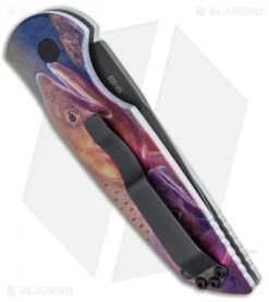 Pro-Tech TR-3 Automatic Knife Custom PK Anodized "Trout" Print (3.5" Black) -Benchmade Store Protech TR 3 Auto PK Anodized Name Black PK 8 BHQ 94365 jr side