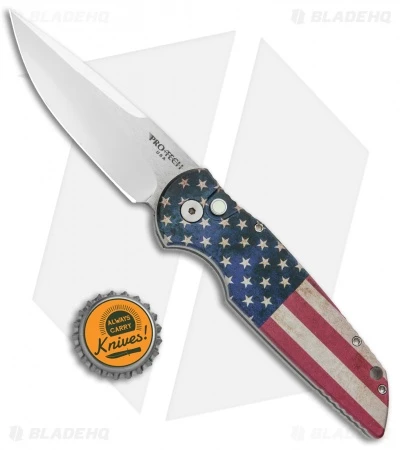 Pro-Tech TR-3 Automatic Knife PK Custom Vintage Flag (3.375" Mirror) Pro-Tech TR-3 Automatic Knife PK Custom Vintage Flag (3.375" Mirror) -Benchmade Store Protech TR 3 Auto PK Custom Vintage Flag Mirror BHQ 91646 jr bottlecap