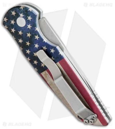 Pro-Tech TR-3 Automatic Knife PK Custom Vintage Flag (3.375" Mirror) Pro-Tech TR-3 Automatic Knife PK Custom Vintage Flag (3.375" Mirror) -Benchmade Store Protech TR 3 Auto PK Custom Vintage Flag Mirror BHQ 91646 jr side
