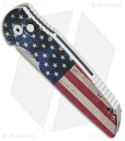 Pro-Tech TR-3 Automatic Knife PK Custom Vintage Flag (3.375" Mirror) Pro-Tech TR-3 Automatic Knife PK Custom Vintage Flag (3.375" Mirror) -Benchmade Store Protech TR 3 Auto PK Custom Vintage Flag Mirror BHQ 91646 jr spine