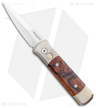 Pro-Tech Ultimate Custom Godson Automatic Knife Ti/Desert Ironwood (3.15" Satin) Pro-Tech Ultimate Custom Godson Automatic Knife Ti/Desert Ironwood (3.15" Satin) -Benchmade Store Protech Ultimate Custom Godson Auto Ti Desert Ironwood Satin BHQ 112322 jr