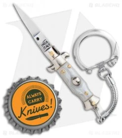 SKM 2.75" Keychain Stiletto Automatic Knife Gray (1.2" Satin Flat) -Benchmade Store SKM 2.75in Keychain Stiletto Auto Gray Satin Flat BHQ 51051 jr bottlecap