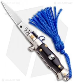 SKM Italian Stiletto Keychain Automatic Knife Black/Blue (1.125" Satin)