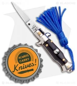 SKM Italian Stiletto Keychain Automatic Knife Black/Blue (1.125" Satin) 5 SKM Italian Stiletto Keychain Automatic Knife Black/Blue (1.125" Satin) -Benchmade Store SKM Italian Stiletto Keychain Auto Black Blue Satin BHQ 102944 jr bottlecap