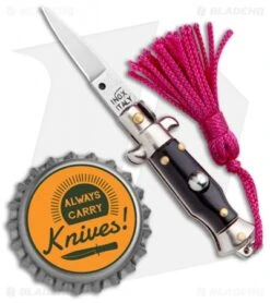 SKM Italian Stiletto Keychain Automatic Knife Black/Pink (1.125" Satin) 5 SKM Italian Stiletto Keychain Automatic Knife Black/Pink (1.125" Satin) -Benchmade Store SKM Italian Stiletto Keychain Auto Black Pink Satin BHQ 102936 jr bottlecap