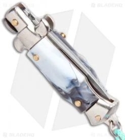 SKM Italian Stiletto Keychain Automatic Knife Marble/Teal (1.125" Satin) 4 SKM Italian Stiletto Keychain Automatic Knife Marble/Teal (1.125" Satin) -Benchmade Store SKM Italian Stiletto Keychain Auto Marble Teal Satin BHQ 102943 jr side