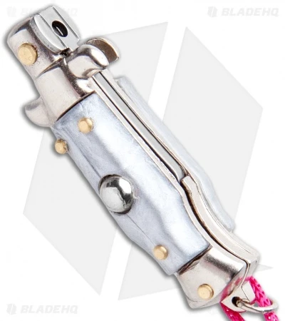 SKM Italian Stiletto Keychain Automatic Knife Silver/Pink (1.125" Satin) SKM Italian Stiletto Keychain Automatic Knife Silver/Pink (1.125" Satin) -Benchmade Store SKM Italian Stiletto Keychain Auto Silver Pink Satin BHQ 102939 jr spine
