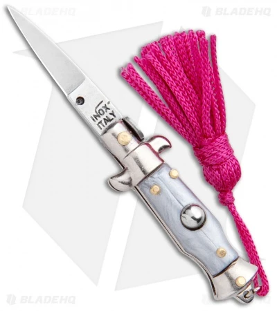 SKM Italian Stiletto Keychain Automatic Knife Silver/Pink (1.125" Satin) SKM Italian Stiletto Keychain Automatic Knife Silver/Pink (1.125" Satin) -Benchmade Store SKM Italian Stiletto Keychain Auto Silver Pink Satin BHQ 102939 jr