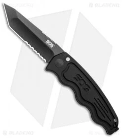 SOG-TAC Tanto Automatic Knife Black Aluminum (3.5" Black Serr) ST-04