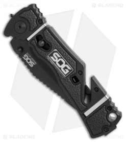 SOG Trident Elite Clip Point Spring Assisted Knife (3.7" Black) TF102 -Benchmade Store SOG trident elite clip point black TF102 BHQ 21597 er spine