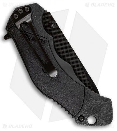 Schrade SCHA4BTS Tanto Spring Assisted Knife (3.375" Black Serr) Schrade SCHA4BTS Tanto Spring Assisted Knife (3.375" Black Serr) -Benchmade Store Schrade SCHA4BTS Tanto SA Black Serr BHQ 21922 jr side 2